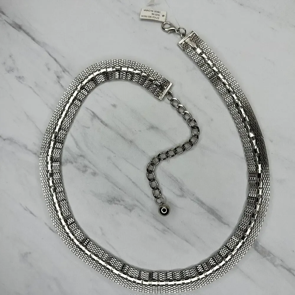 Pink Rhinestone Silver Tone Mesh Chain Belt Medium/Large (M/L) NWT w/ Defects ✨